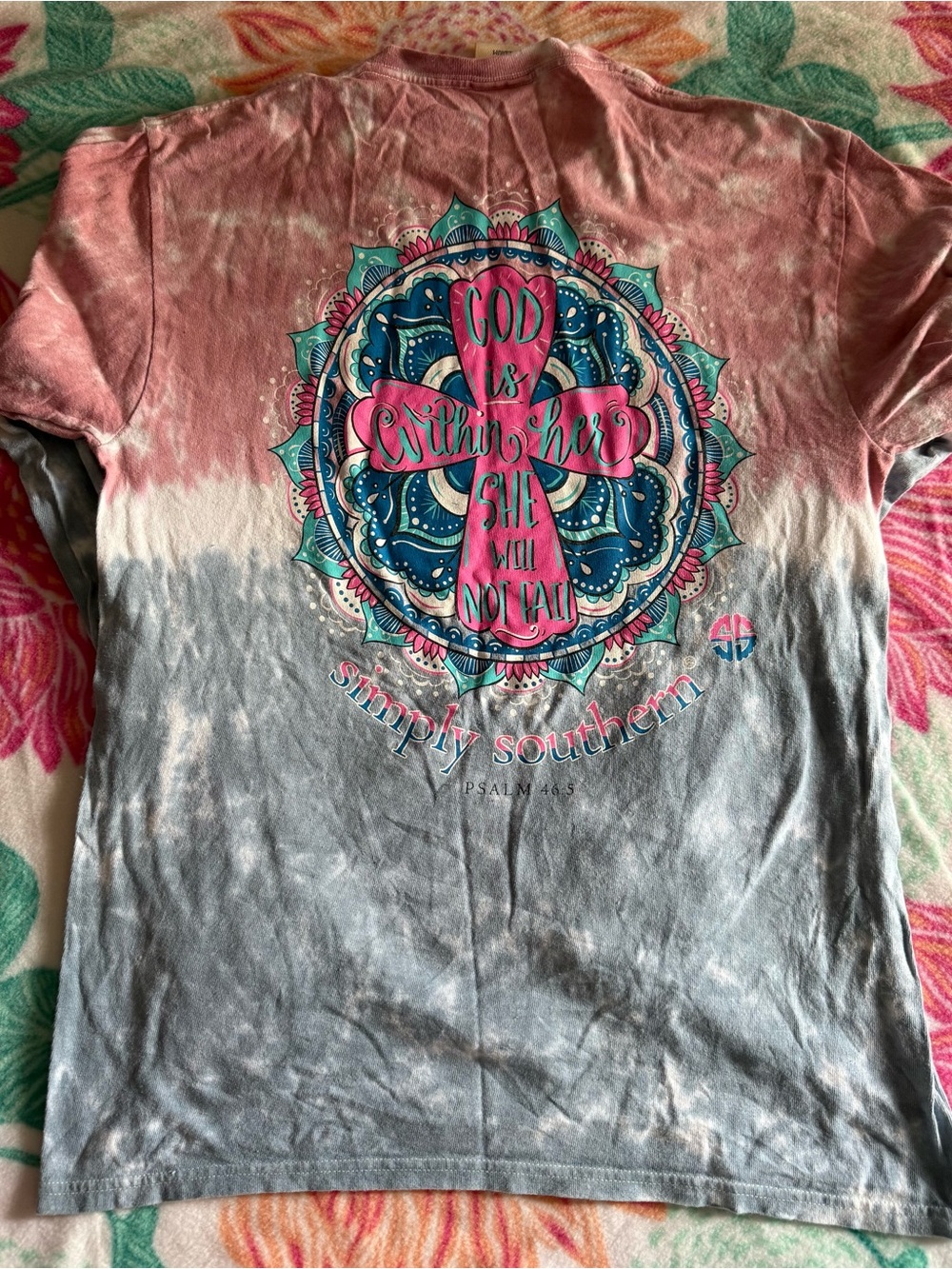 Simply Southern Long Sleeve Tie-Dye Tee - Pink, Blue & Gray